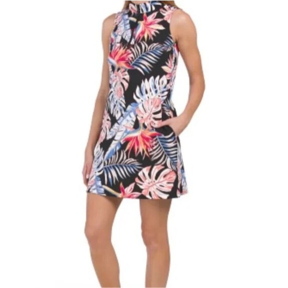 Tommy Bahama Womens Large Sleeveless Golf Dress Tropical‎ Floral Pockets